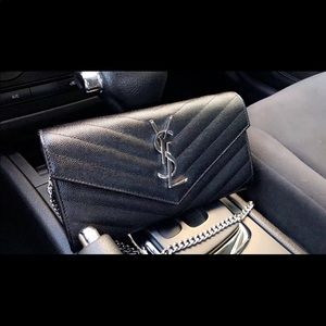 YSL Black Small Wallet With Chain